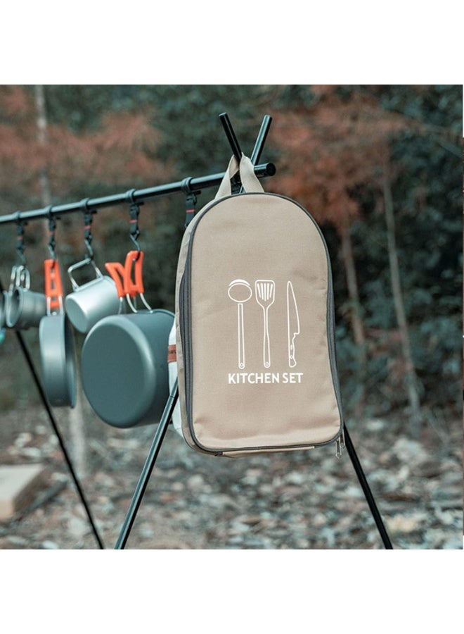 M.A&F's Camping Utensil Bag Set for Outdoor,Portable Kitchen Knife Bag Cooking Travel Cookware Storage Essentials Bag (khaki) - Image 5