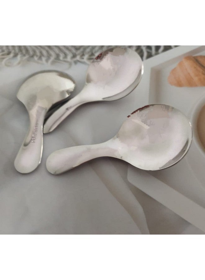 جيلوكيبو 3 قطع من مغارف صغيرة من الفولاذ المقاوم للصدأ للعلب بمقبض قصير، ملعقة صغيرة فضية لتغذية الآيس كريم والبطيخ، ملعقة بمقبض قصير للشاي والسكر والملح والتوابل والحلويات - Image 4