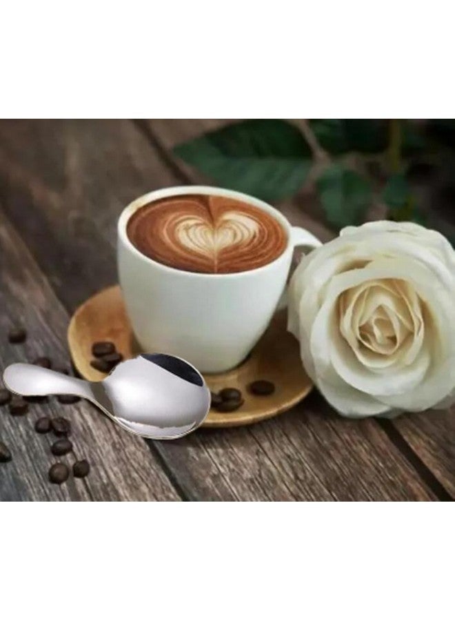 جيلوكيبو 3 قطع من مغارف صغيرة من الفولاذ المقاوم للصدأ للعلب بمقبض قصير، ملعقة صغيرة فضية لتغذية الآيس كريم والبطيخ، ملعقة بمقبض قصير للشاي والسكر والملح والتوابل والحلويات - Image 5