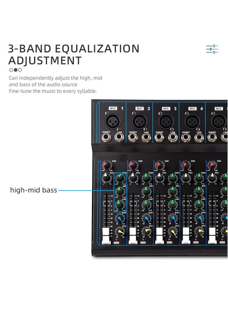 Verci 7-channel professional mixer portable mixing console computer input 48v power supply F7 Record PC Audio mixer  - Image 3