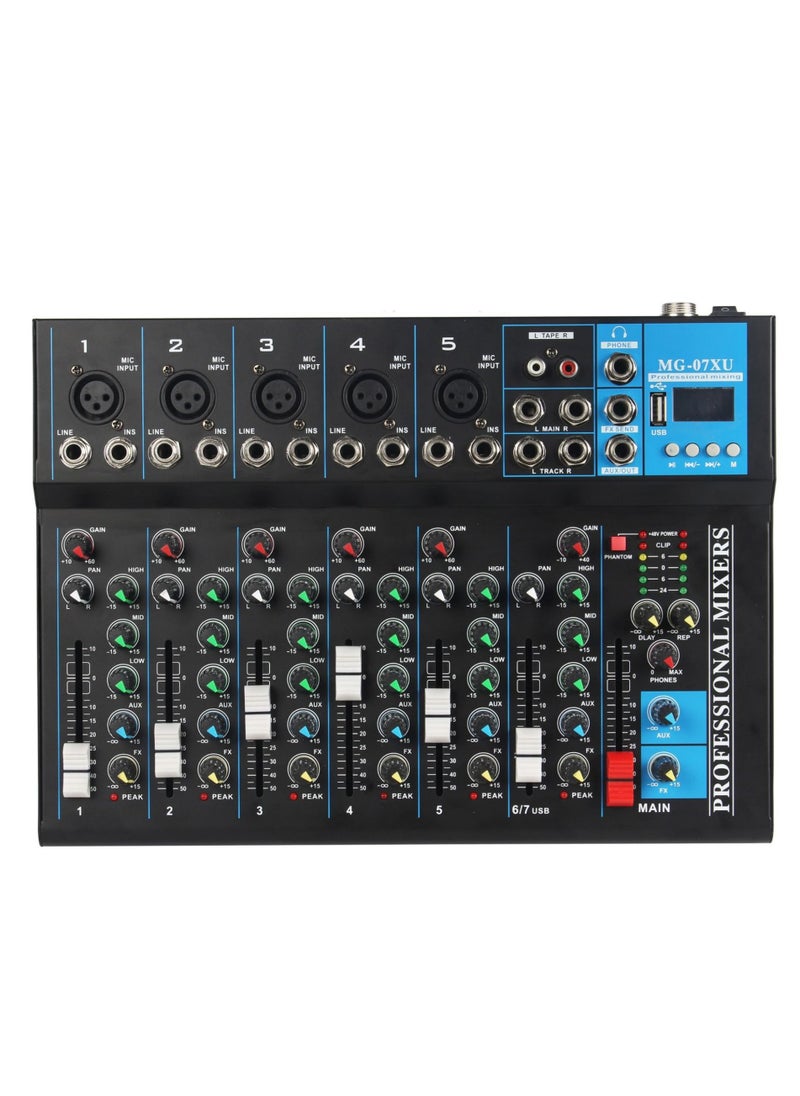 Verci 7-channel professional mixer portable mixing console computer input 48v power supply F7 Record PC Audio mixer  - Image 1