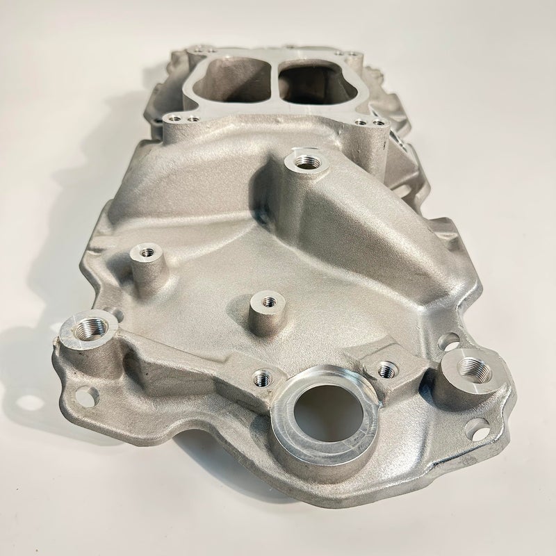 Pateyney intake manifold Dual Plane for SBC Small Block Chevy 350 400 1956-1996 (Natural) - Image 2