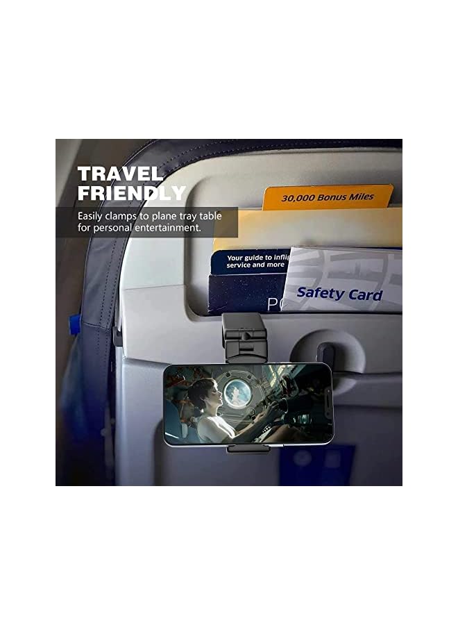 S-TOP Universal Airplane in Flight Phone Mount. Handsfree Phone Holder for Desk with Multi-Directional Dual 360 Degree Rotation. Pocket Size Travel Essential Accessory for Flying - Image 2