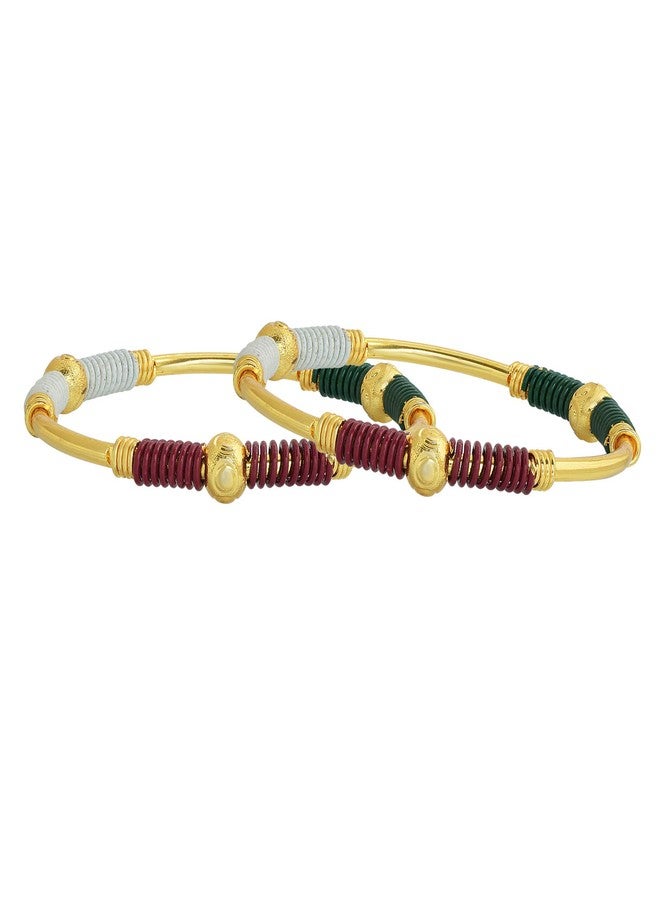 DULCI® Gold Plated Brass Traditional Baby Boy Baby Girl Kada Bracelet Bangles Nazariya for Unisex Baby-Set of 2 (0-2yrs) - Image 2
