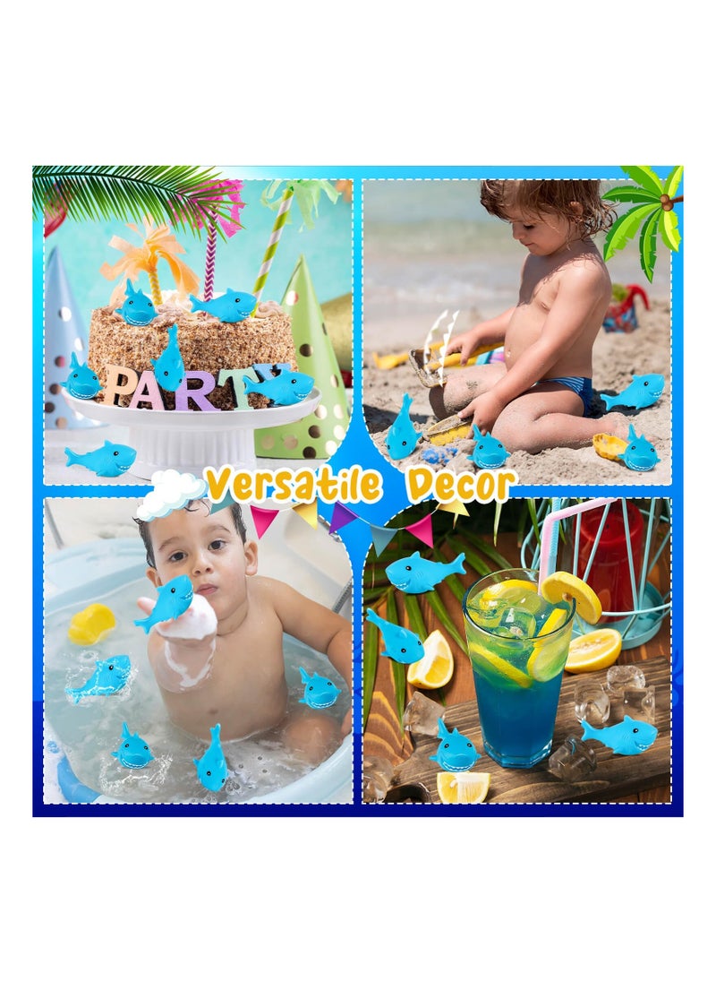 Generic - Cute Blue Rubber Shark Bath Toys for Kids - 25 Pcs Mini Floating Squeaky Sharks for Baby Showers, Classroom Prizes, Cake Decorations, and Ocean-Themed Gifts. Perfect for Fun Bath Time! - Image 1