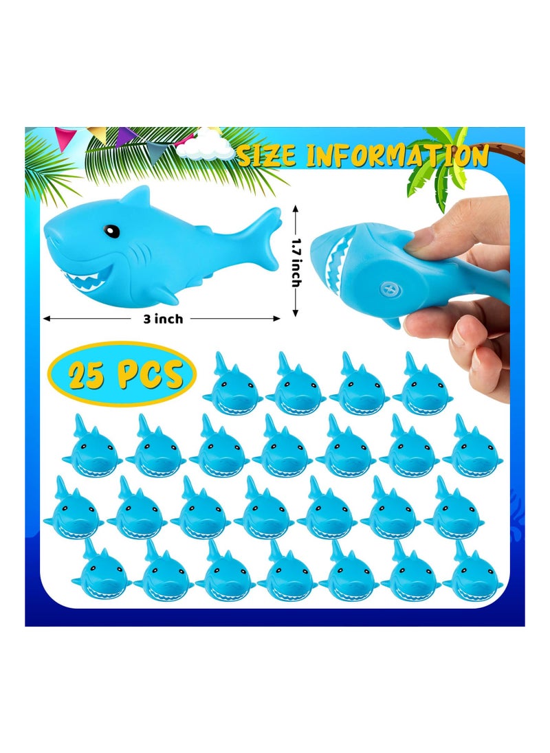 Generic - Cute Blue Rubber Shark Bath Toys for Kids - 25 Pcs Mini Floating Squeaky Sharks for Baby Showers, Classroom Prizes, Cake Decorations, and Ocean-Themed Gifts. Perfect for Fun Bath Time! - Image 1