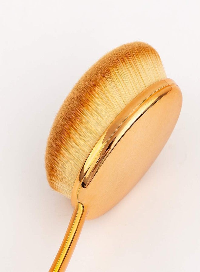 Yoseng Large Rose Gold Foundation contour Round Toothbrush Oval Makeup Brushes 4pcs - Image 5