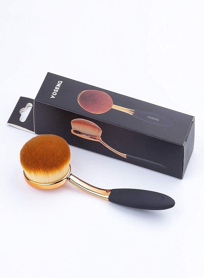 Yoseng Large Rose Gold Foundation contour Round Toothbrush Oval Makeup Brushes 4pcs - Image 4