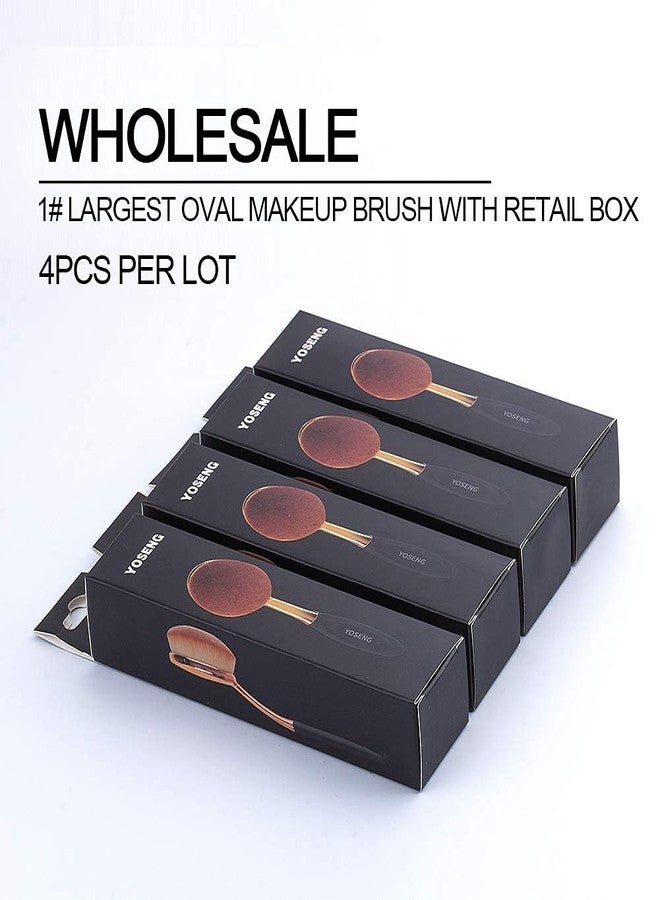 Yoseng Large Rose Gold Foundation contour Round Toothbrush Oval Makeup Brushes 4pcs - Image 3