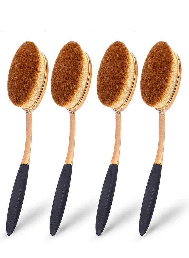 Yoseng Large Rose Gold Foundation contour Round Toothbrush Oval Makeup Brushes 4pcs - Image 2