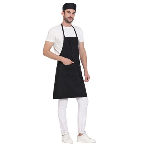 uniformer Apron for Men and Women | Durable & Stylish for Kitchen, Restaurant, Cafes | Ideal for Chefs, Bakers & Home Cooks | Easy to Clean | Unisex Design (Black_Pack of 2) - Image 2