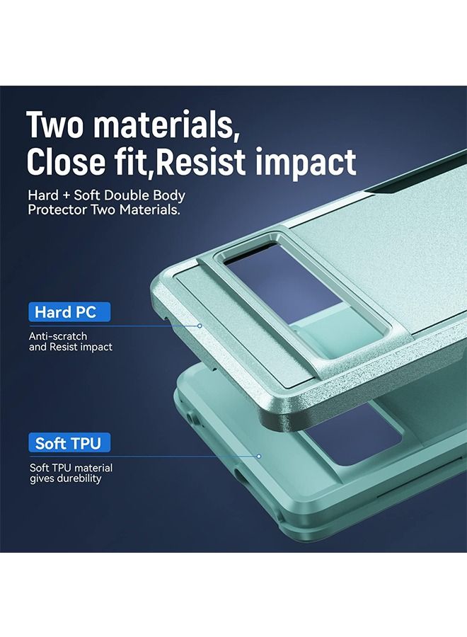 Unique Google Pixel 7a Case Cover with Kickstand Ring Magnetic Holder, Dual Layer Bumper Shock Protection Slim Google 7a Phone Case(Green) - Image 2