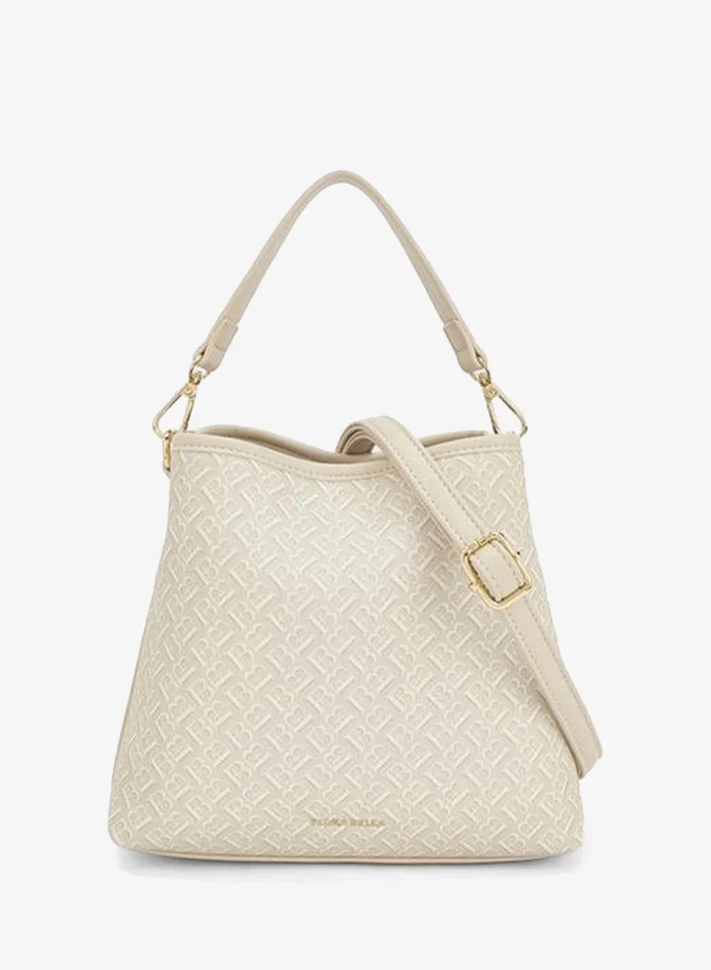 Monogram Print Tote Bag With Detachable Strap