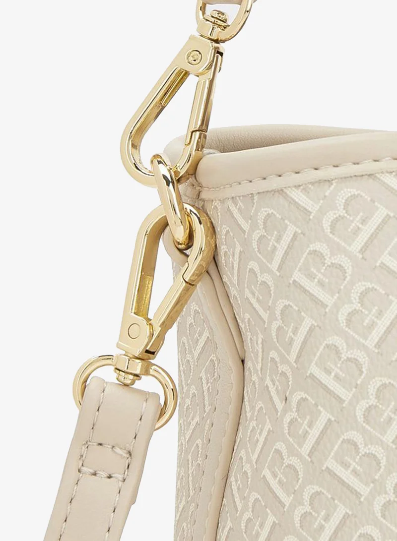 Flora Bella By Shoexpress Beige Monogram Print Tote Bag With Detachable Strap for Women | Best Price UAE