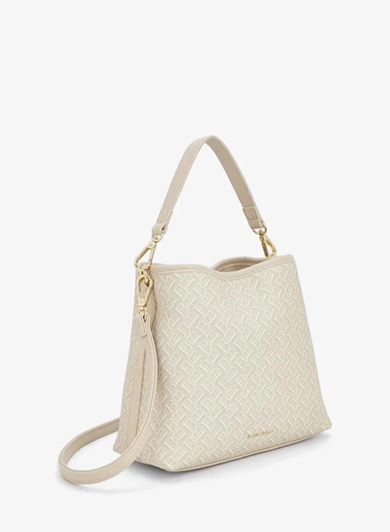 Flora Bella By Shoexpress Beige Monogram Print Tote Bag With Detachable Strap for Women | Best Price UAE
