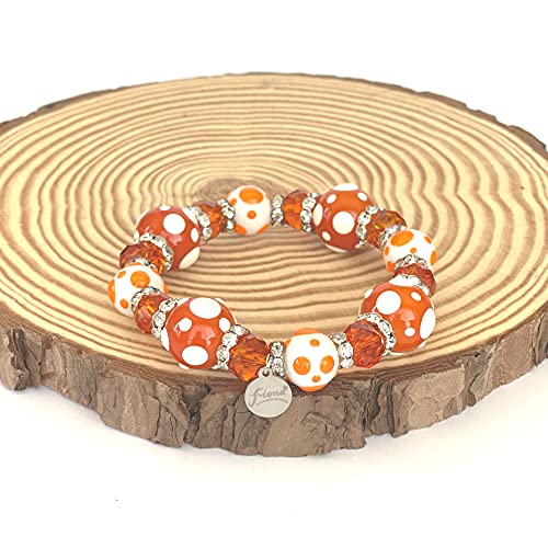 Linpeng Polka Dots Glass Beaded Stretch Bracelet, Christmas Birthday Gift Idea for Her, 1 pc - Image 5