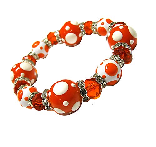 Linpeng Polka Dots Glass Beaded Stretch Bracelet, Christmas Birthday Gift Idea for Her, 1 pc - Image 1