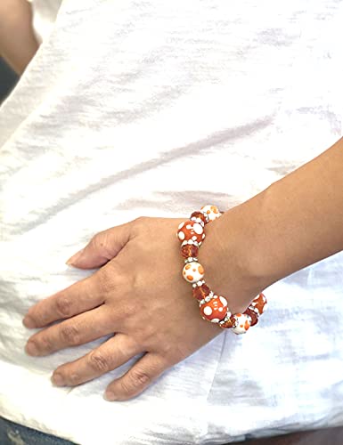 Linpeng Polka Dots Glass Beaded Stretch Bracelet, Christmas Birthday Gift Idea for Her, 1 pc - Image 4