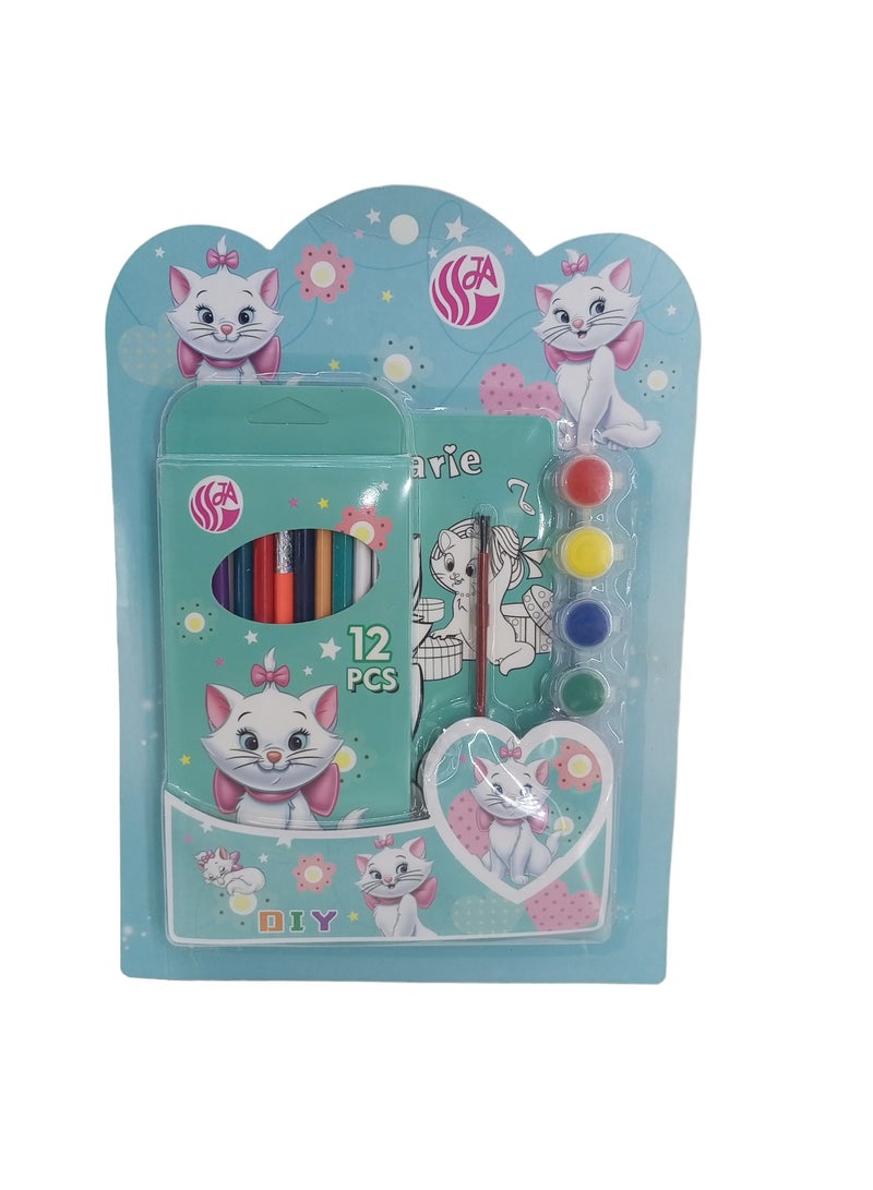 DRAMA HOME An artistic drawing kit for boys and girls, containing educational school tools for drawing and coloring, a set of colors, crayons, paint pens, and a small drawing book. A special gift for Eid and encouraging the child to develop his artistic and creative skills. - Image 1
