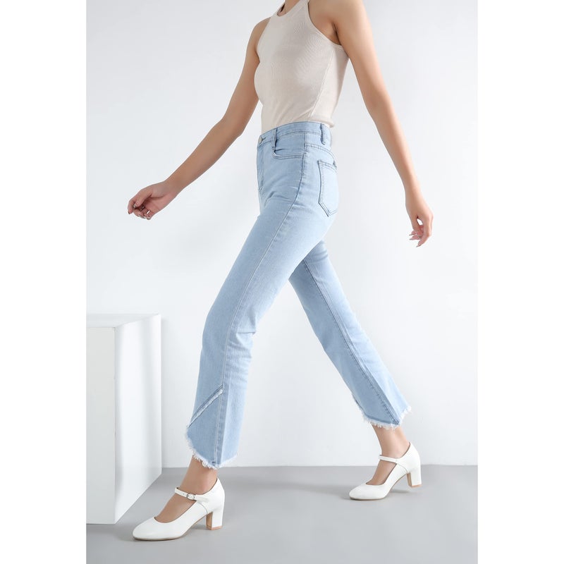 fereshte Women's Mary Jane Pumps, Block Heel, Round Toe, Ankle Strap with Buckle, 2.48 Inch Office Church Dress Shoes Matte White 45 - insole length: 27.5cm/10.83 inch - US 11 - Image 3