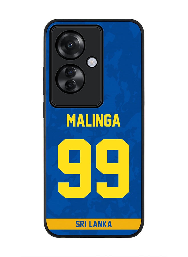 Stylizedd Rugged Black edge case for Oppo Reno11 F / Oppo F25 Pro 5G, Slim fit Flexible Anti Drop Thin Cover - Team Sri lanka Lasith Malinga, Jersey No 99  - Image 1