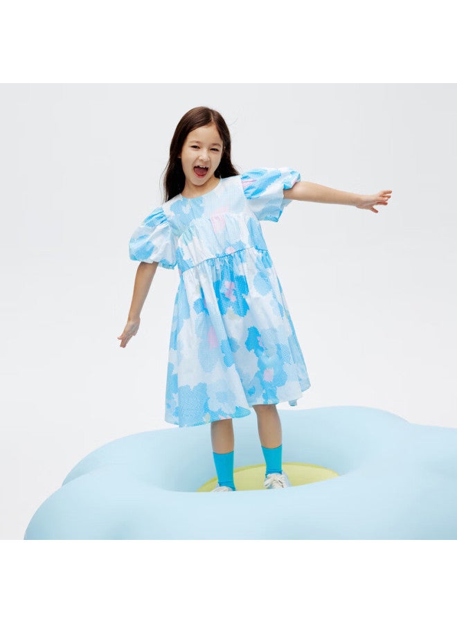 Annil Children's Wear Girls' Short Sleeve Dress Summer Pure Cotton Elastic Sweet A-line Dress Printed Dress - Image 4