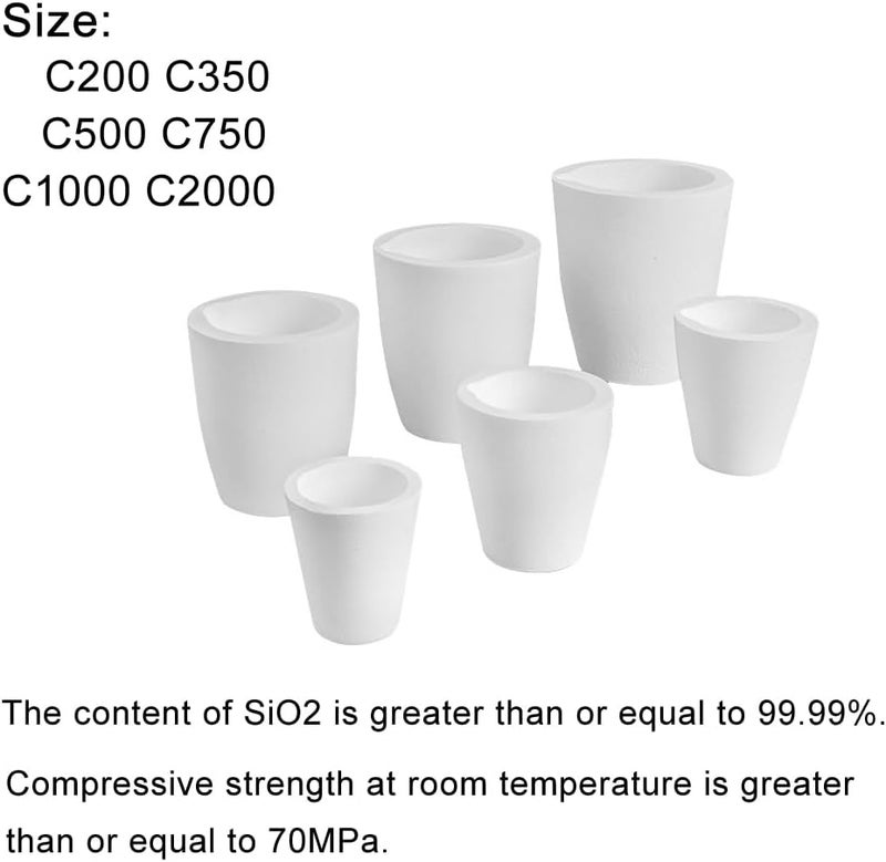 SKYPRO Ceramic Melting Crucible Cup High Temperature Quartz Silica Melting Crucible Cup Furnace Melting Casting Refining Gold-Silver Platinum Copper Casting Cup (2000g) - Image 5