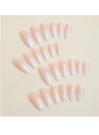 24Pcs Press On False Nails Simple White Wearing Armor, Short Nude Ins-style Nail Art With Gel Glue Kit - view 3