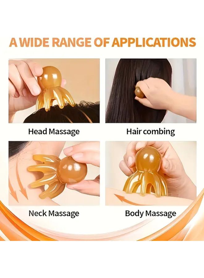 ماسح رأس محمول وردي اللون بتصميم مريح، مشط من الراتنج الكريستالي للضغط على النقاط - Image 5