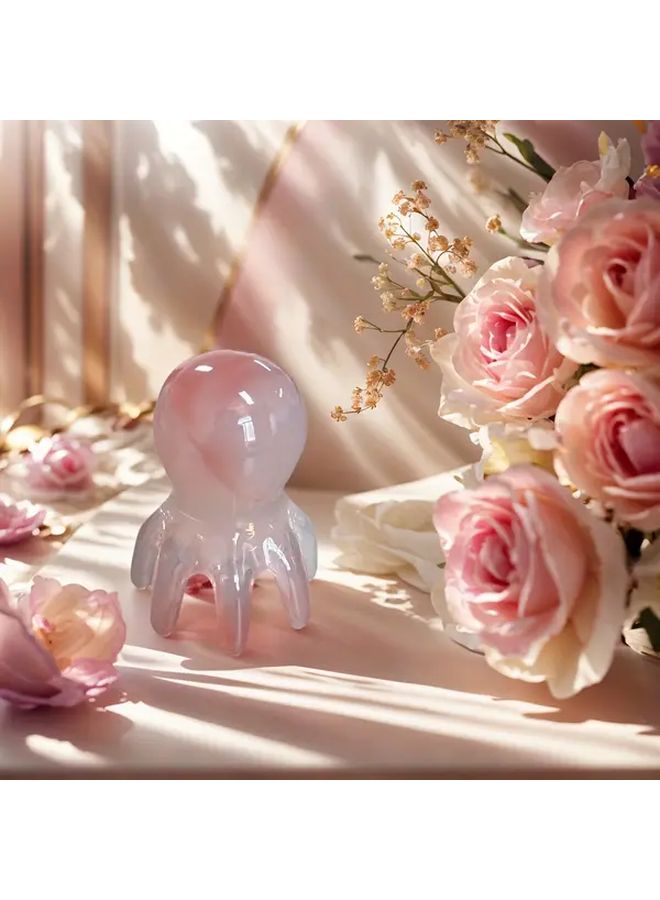 ماسح رأس محمول وردي اللون بتصميم مريح، مشط من الراتنج الكريستالي للضغط على النقاط - Image 2