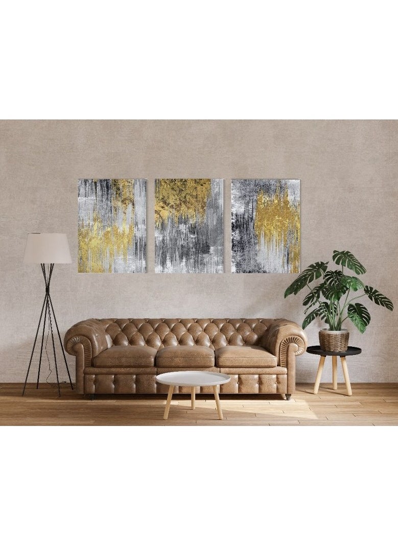Canvas Wall Art, Abstract Framed Portrait of A set of three abstract background of minimalism. With a geometric pattern of art