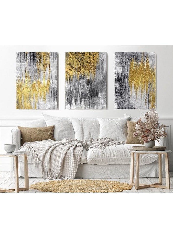 Canvas Wall Art, Abstract Framed Portrait of A set of three abstract background of minimalism. With a geometric pattern of art
