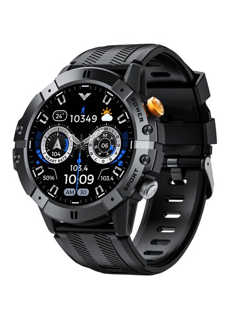 C29 Rugged Smart Watch for Men 1.52" TFT Screen Round Dial 100+ Sports Mode/Health Fitness Activity Tracker Waterproof Bluetooth Calling  AI Voice Android/iOS Compatible 410mAh Battery-Black