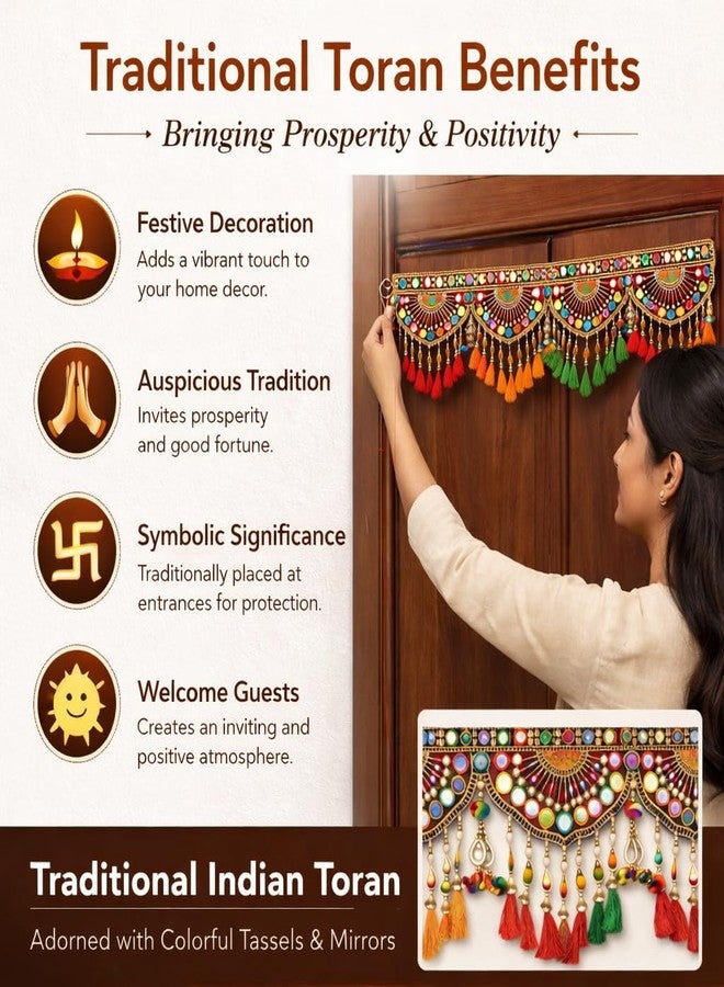 DK trades Decorative Entrance Main Door Hanging Toran Bandanwar Wall Decorations Pom With Side For Home Temple Room Home, Design-20, (Multicolour, 91 Cm) - Image 3