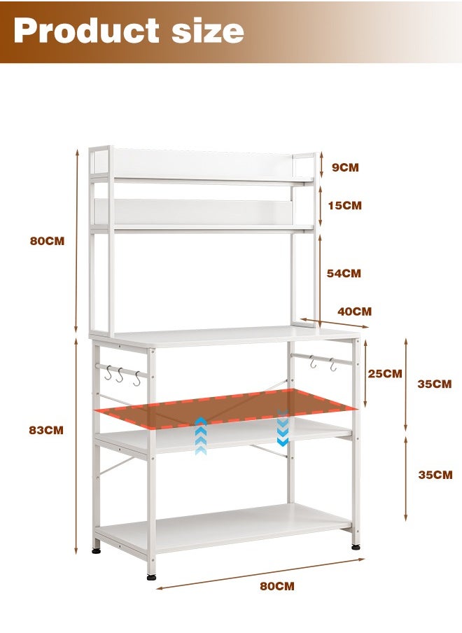 Shofenkei Coffee Corner Table,Kitchen Storage Rack with 5 Tiers,Microwave Stand with Storage Shelves,Suit for Dining Room,Kitchen,Living Room.White，80*40*160 CM  - Image 3