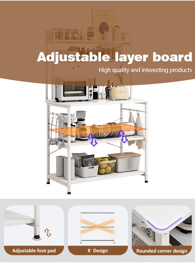 Shofenkei Coffee Corner Table,Kitchen Storage Rack with 5 Tiers,Microwave Stand with Storage Shelves,Suit for Dining Room,Kitchen,Living Room.White，80*40*160 CM  - Image 4