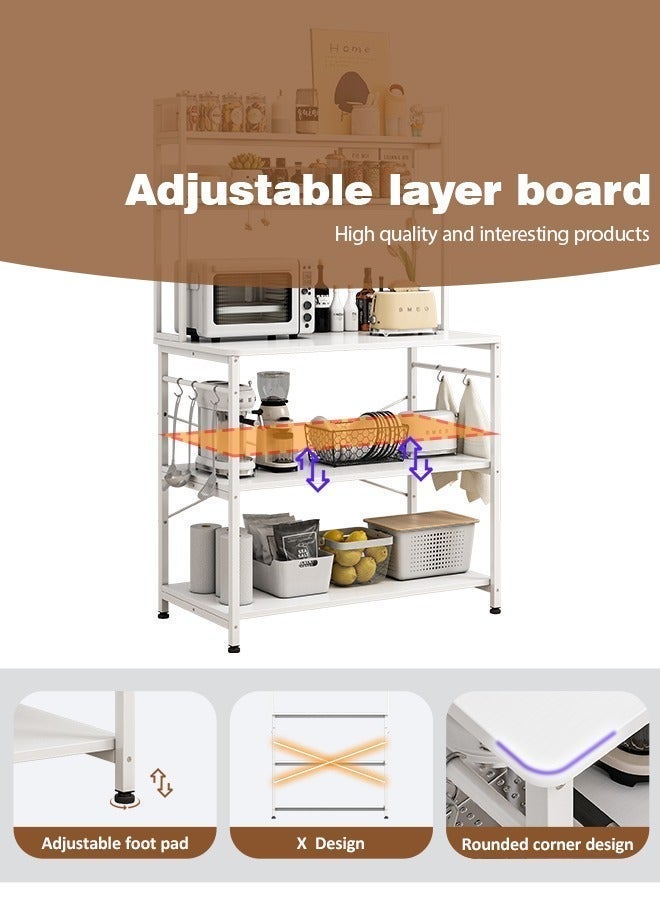 Zanotta Coffee Table,Kitchen Storage Rack with 5 Tiers,Microwave Stand with Storage Shelves,Suit for Dining Room,Kitchen,Living Room.White，80*40*160 CM - Image 3