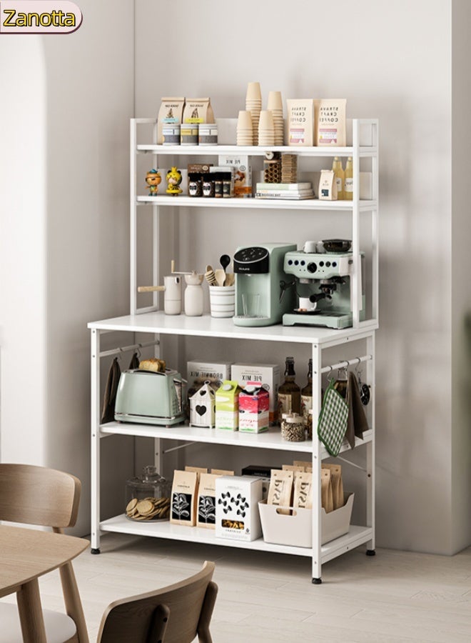 Zanotta Coffee Table,Kitchen Storage Rack with 5 Tiers,Microwave Stand with Storage Shelves,Suit for Dining Room,Kitchen,Living Room.White，80*40*160 CM - Image 1