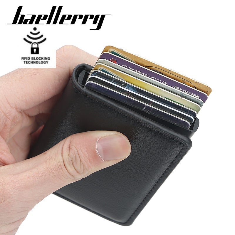 بايلليري حافظة بطاقات للرجال والنساء من Baellerry، مصنوعة من سبائك الألومنيوم وتحمي البطاقات من التداخل المغناطيسي والمسح غير المصرح به باللون البني القهوة - Image 4