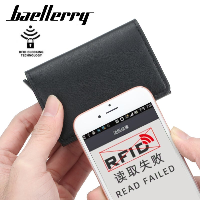 بايلليري حافظة بطاقات للرجال والنساء من Baellerry، مصنوعة من سبائك الألومنيوم وتحمي البطاقات من التداخل المغناطيسي والمسح غير المصرح به باللون البني القهوة - Image 2