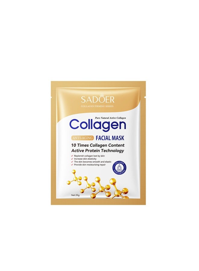 SADOER 10 Pcs Collagen Anti Aging Facial Mask Collagen Essential Face Mask,Hydrating Face Masks, Instant Lifting & Firming Firming Anti Aging Face Sheet Masks, Moisturizing Face Masks Skincare for All Skin   ;5 pairs of collagen anti-wrinkle multi-effect firming eye masks moisturize the eyes - Image 2