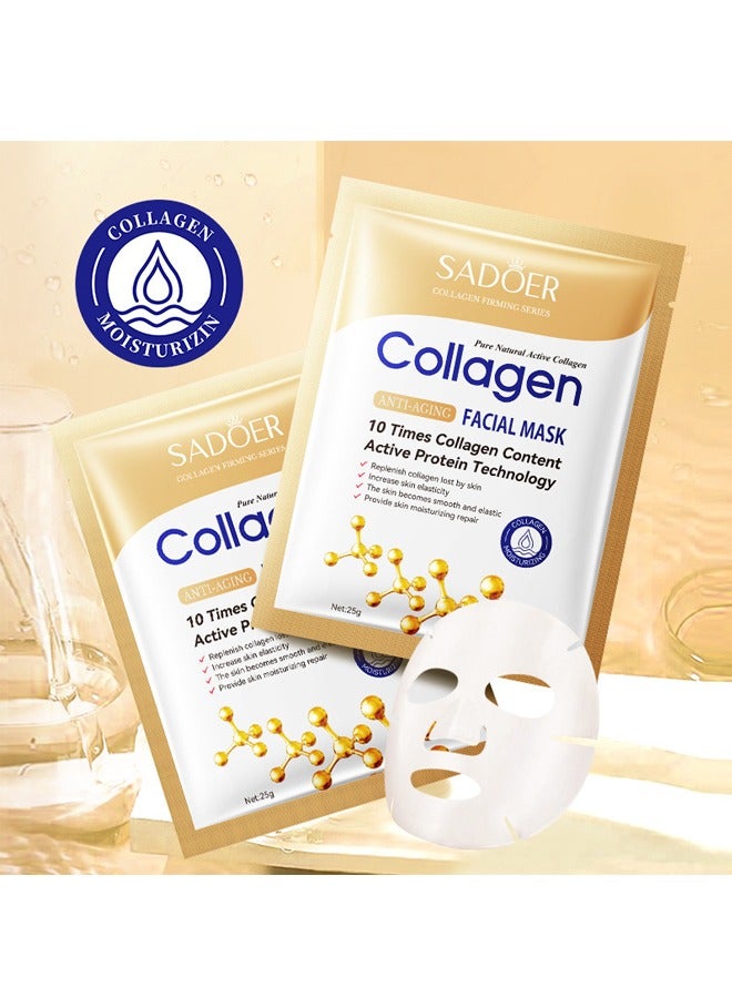 SADOER 10 Pcs Collagen Anti Aging Facial Mask Collagen Essential Face Mask,Hydrating Face Masks, Instant Lifting & Firming Firming Anti Aging Face Sheet Masks, Moisturizing Face Masks Skincare for All Skin   ;5 pairs of collagen anti-wrinkle multi-effect firming eye masks moisturize the eyes - Image 5