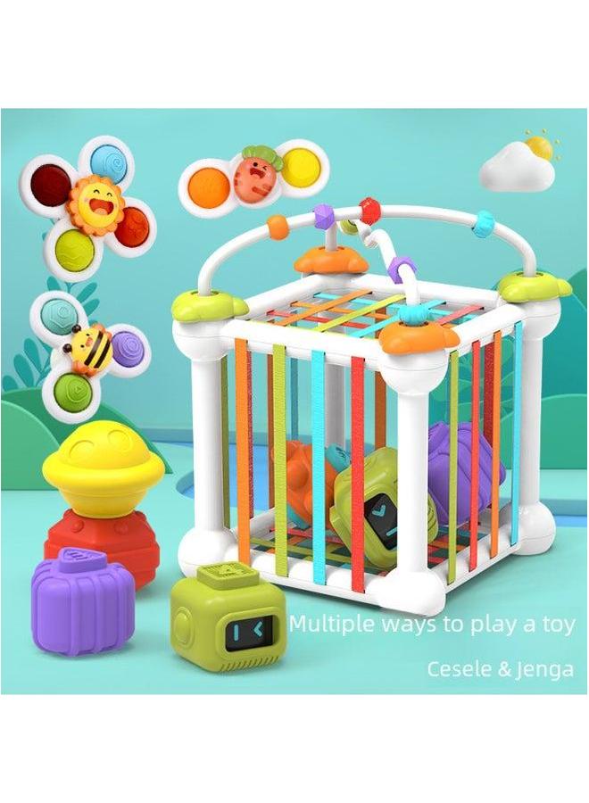 Baby Rainbow Sesele Fun Beads Stitching Stacked Music Building Blocks Children's Educational Toys Gift-Color:Upgraded Bubble Turnaround 3-piece Set (English Boxed) - Image 2