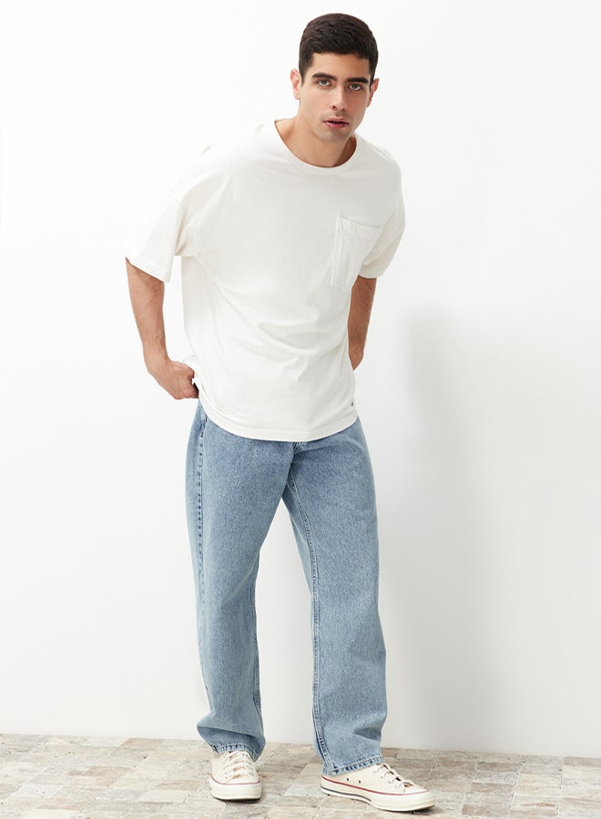 trendyol Blue Baggy Fit Jeans Loose Denim Trousers TMNAW24JE00027 - Image 3