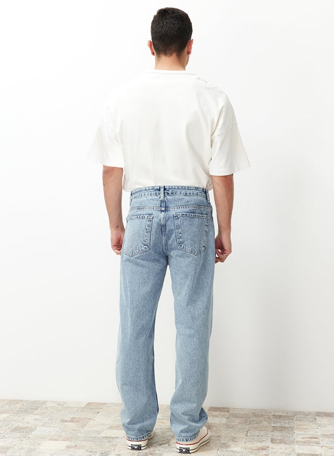 trendyol Blue Baggy Fit Jeans Loose Denim Trousers TMNAW24JE00027 - Image 5