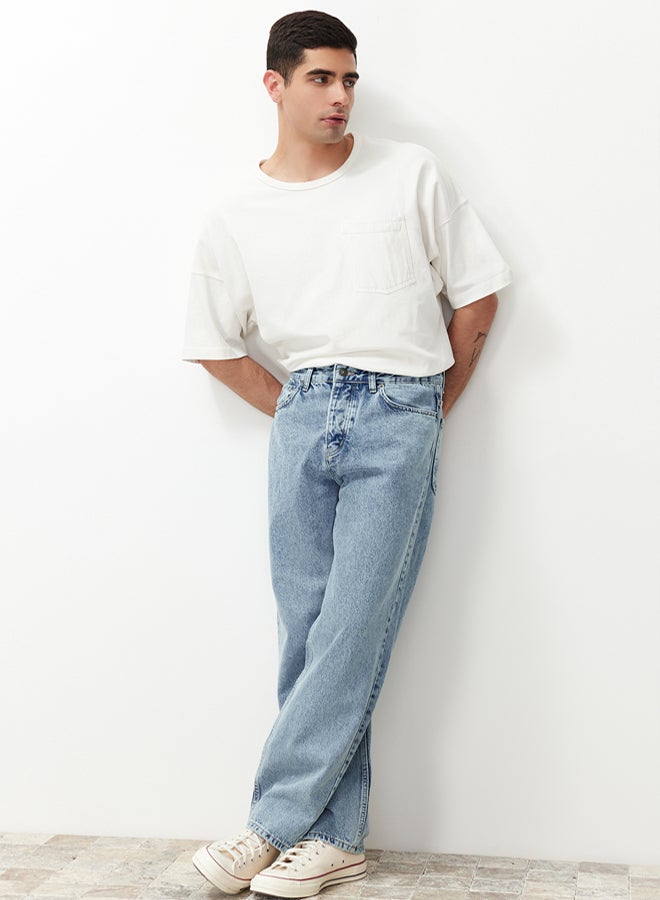 trendyol Blue Baggy Fit Jeans Loose Denim Trousers TMNAW24JE00027 - Image 2