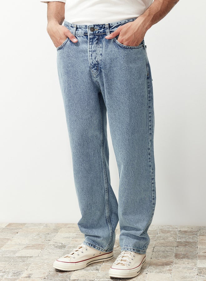 trendyol Blue Baggy Fit Jeans Loose Denim Trousers TMNAW24JE00027 - Image 1