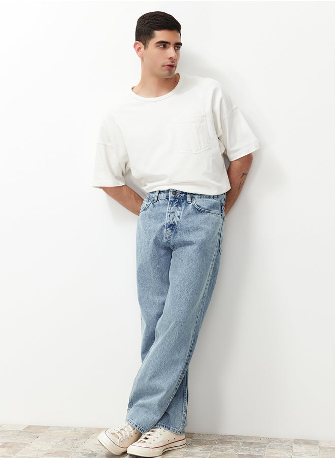 trendyol Blue Baggy Fit Jeans Loose Denim Trousers TMNAW24JE00027  - Image 2