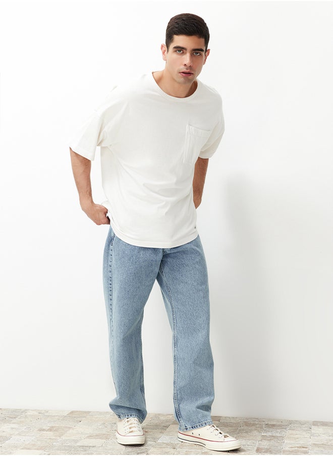 trendyol Blue Baggy Fit Jeans Loose Denim Trousers TMNAW24JE00027  - Image 3