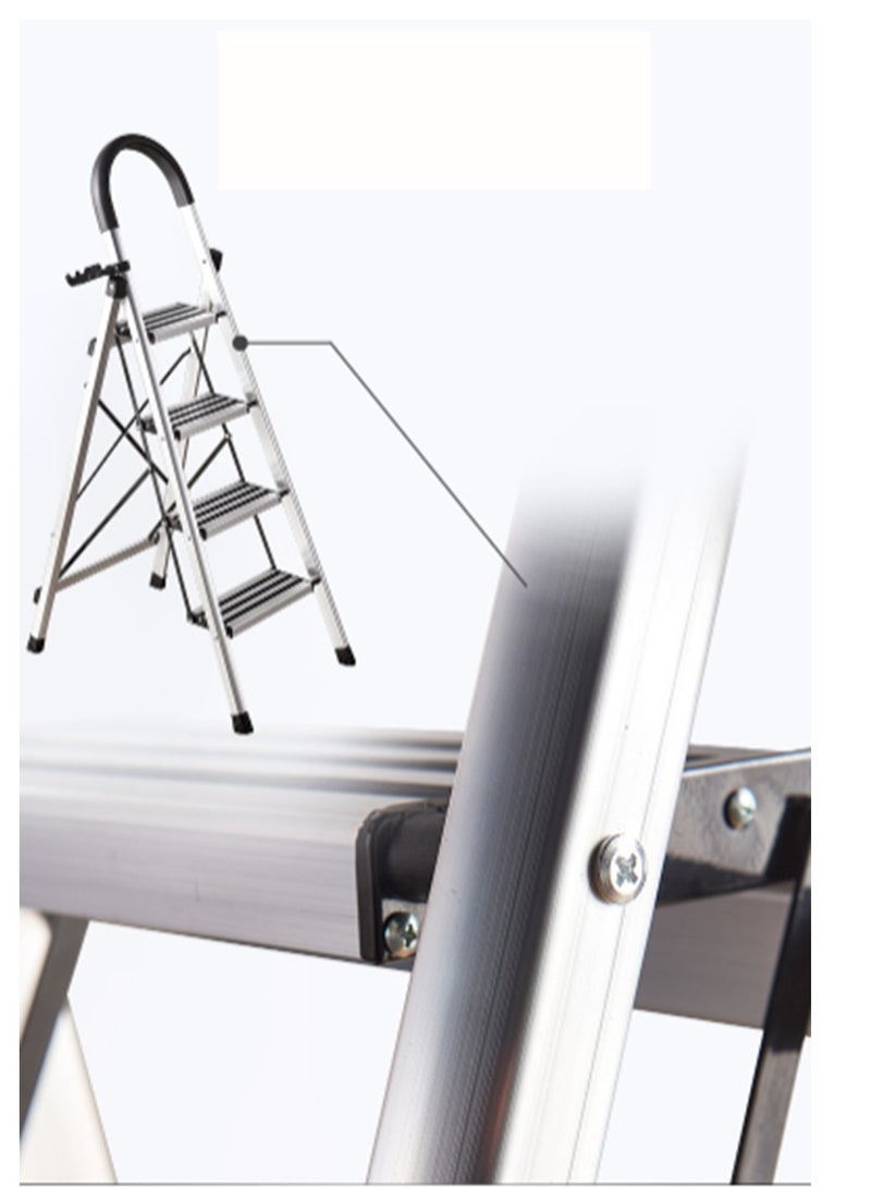 Arabest 4 Step Ladder, Folding Step Stool w/Wide Anti-Slip Pedal, 150 KG Capacity Sturdy Aluminum Ladder, Lightweight Safety Household Office Kitchen Stepladder for Adults - Image 3